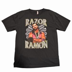Razor Ramon Aka Scott Hall Retro Y2K Style Black T-shirt Size Large WWE